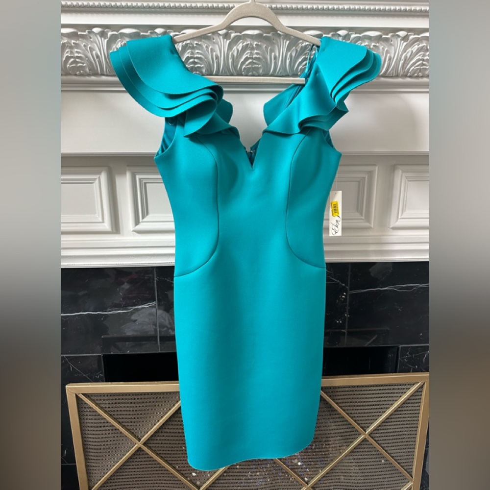 Eliza J Teal One Shoulder Dress